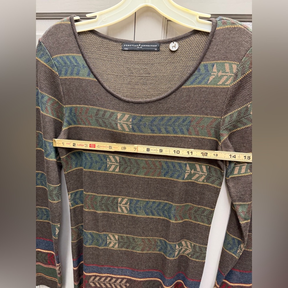 Peruvian Connection Multicolor Patterned Crewneck… - image 7